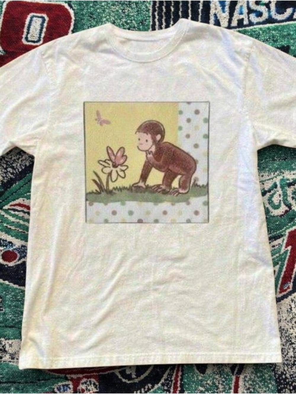 Cute Curious Monkey Graphic Tee White Unisex T-Shirt